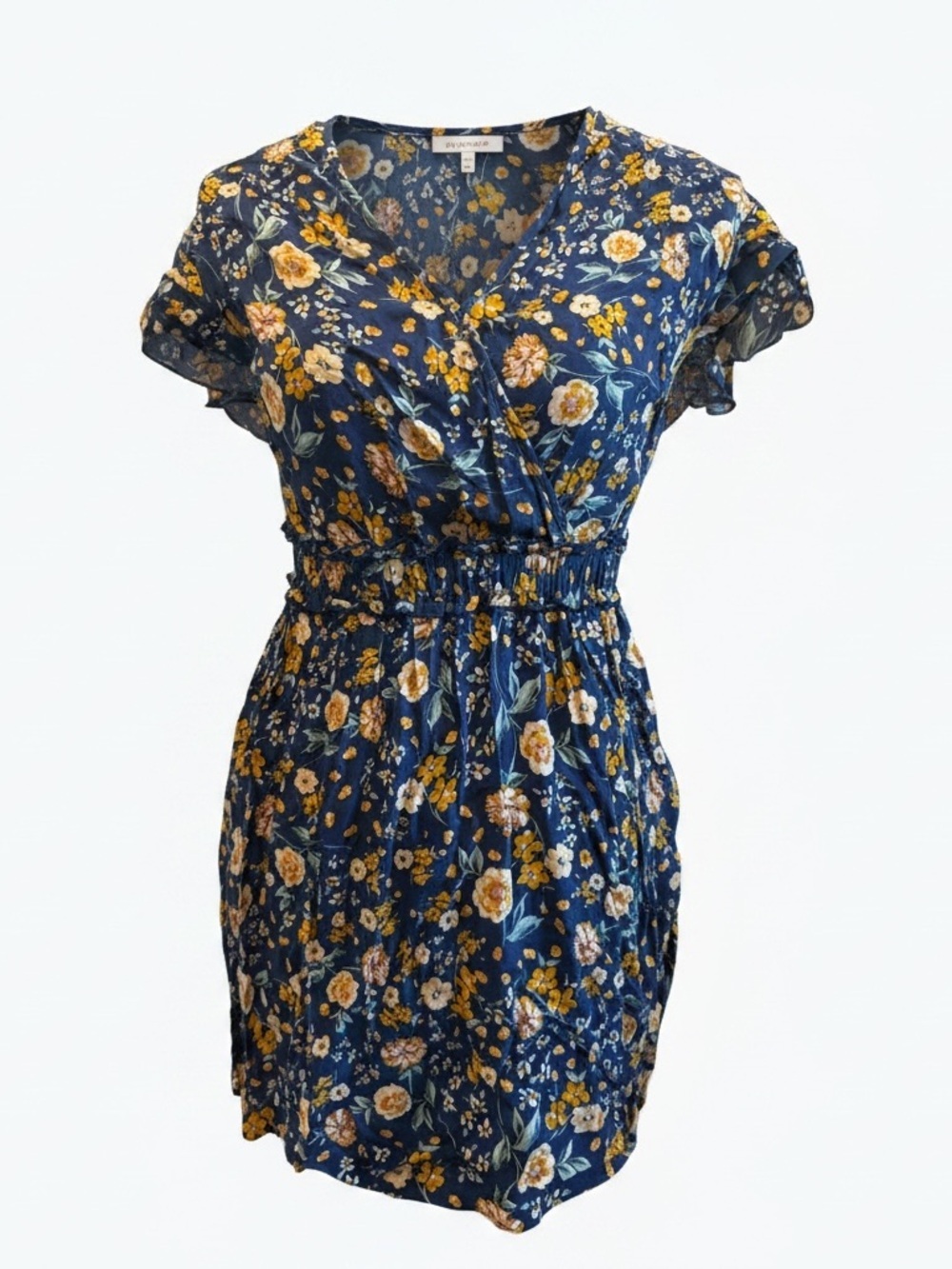 Band of Gypsies Navy Floral Dress with Yellow and Cream Flowers NWT Size S